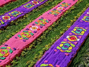 Sacatepequez Department Prints: Processional carpet on Good Friday, Antigua Guatemala, Sacatepequez Department, Guatemala