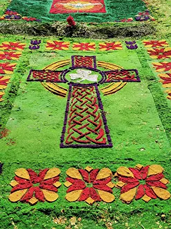 Sacatepequez Department Prints: Processional carpet on Good Friday, Antigua Guatemala, Sacatepequez Department, Guatemala