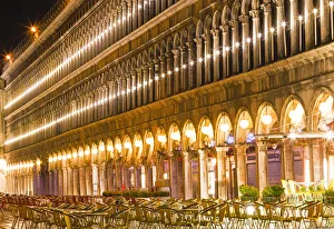 Procuratie Vecchie and the Caffa Quadri on St. Marks Square, Venice, Veneto, Italy