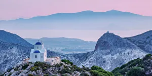 Prophet Elias Church at dusk, Naxos Island, Cyclades, Greece