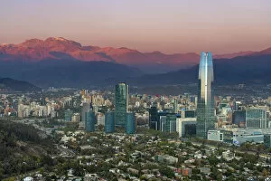 Images Dated 26th May 2022: Providencia with Gran Torre Santiago at sunset, Santiago Province, Santiago Metropolitan Region