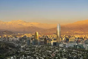 Images Dated 26th May 2022: Providencia with Gran Torre Santiago at sunset, Santiago Province, Santiago Metropolitan Region