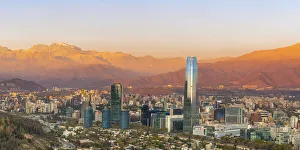 Images Dated 26th May 2022: Providencia with Gran Torre Santiago at sunset, Santiago Province, Santiago Metropolitan Region