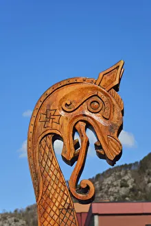 Norge Prints: Prow of a Viking boat. Sandviken, Bergen. Norway