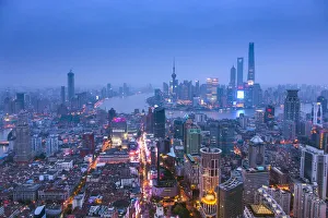 Pudong skyline and East Nanjing Road, Shanghai, China