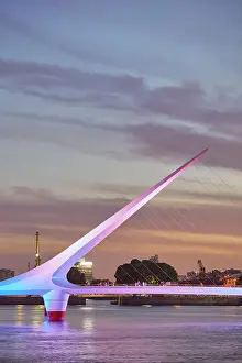 Woman Bridge Prints: The Puente de la Mujer bridge with a special illumination at twilight