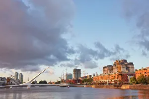 Woman Bridge Prints: The Puente de la Mujer bridge at sunrise, Puerto Madero, Buenos Aires, Argentina