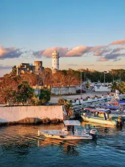 Navigation Prints: Puerto de Abrigo at sunset, San Miguel de Cozumel