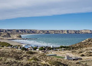 Argentinean Prints: Puerto Piramides, elevated view, Valdes Peninsula, UNESCO World Heritage Site, Chubut