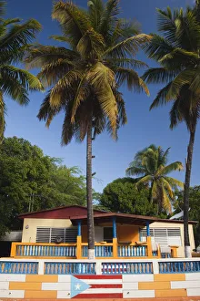 Images Dated 18th June 2010: Puerto Rico, South Coast, Guanica, house with Puerto Rican flag mural