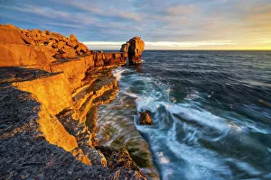 English Channel Prints: Pulpit rock at Portland Bill during sunset, Isle of Portland, Dorset, United Kingdom