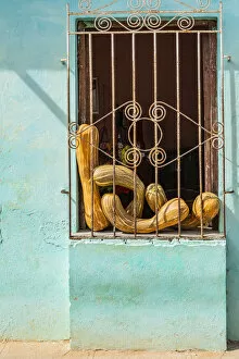Images Dated 29th May 2020: Pumpkins for sale in a house in Trinidad, Sancti Spiritus, Cuba