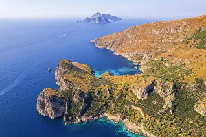 Campania Prints: Punta Campanella and Amalfi coast with Capri island in the background