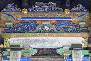 Religious Architecture Prints: Detail of Purification Fountain of Mausoleum of Iemitsu at Rinnoji Temple (UNESCO World Heritage Site)