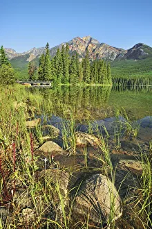 Pyramid Island in Pyramid Lake - Canada, Alberta, Jasper National Park, Jasper