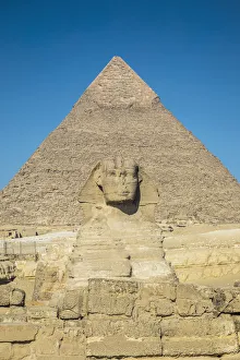 Egypt Prints: Pyramid of Khafre (Chephren) and the Sphinx, Giza, Cairo, Egypt