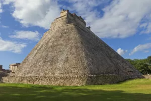 Pre Columbian Gallery: Pyramid of the Magician, Mayan ruined city, 9th century, Uxmal, Yucatan, Mexico