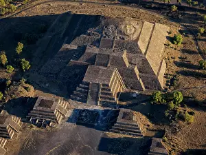 Balloon Prints: Pyramid of the Moon at sunrise, aerial view, Teotihuacan, Mexico State, Mexico
