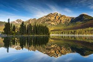 Pyramid Mountain Reflecting in Pyramid Lake, Jasper National Park, Alberta, Canada