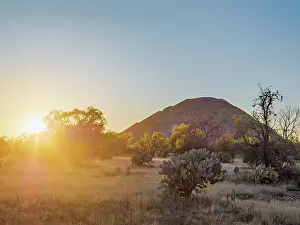 Flare Prints: Pyramid of the Sun at sunset, Teotihuacan, Mexico State, Mexico