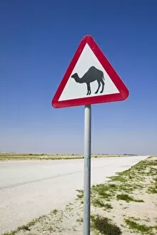 Images Dated 15th February 2007: Qatar, Al-Zubara, Road Sign-Road to Al-Zubar
