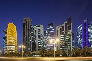 Images Dated 10th November 2015: Qatar, Doha, Doha Bay, West Bay Skyscrapers, dusk