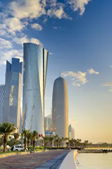 Images Dated 21st March 2011: Qatar, Doha, left to right Palm Tower, Al Bidda Tower and Burj Qatar