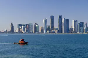 Ad Dawhah Gallery: Qatar, Doha, modern skyline including Al Bidda Tower, Palm Towers, Burj Qatar