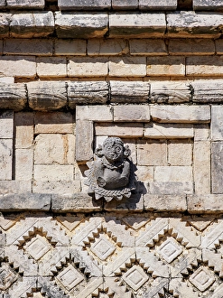 Uxmal Prints: Quadrangle of the Nuns, detailed view, Uxmal, Yucatan State, Mexico