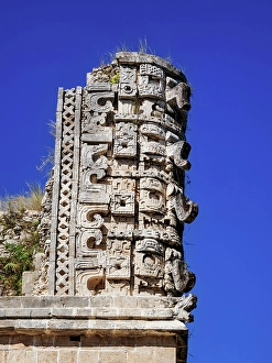Uxmal Prints: Quadrangle of the Nuns, detailed view, Uxmal, Yucatan State, Mexico