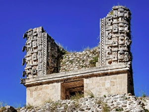 Uxmal Prints: Quadrangle of the Nuns, detailed view, Uxmal, Yucatan State, Mexico