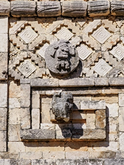 Uxmal Prints: Quadrangle of the Nuns, detailed view, Uxmal, Yucatan State, Mexico