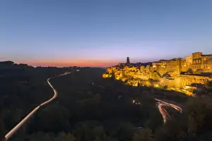 Pitigliano Prints: The quaint old town of Pitigliano known as the little Jerusalem at dusk, Grosseto