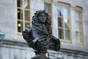 Quebec City, Canada. Bust of Louis XIV in the Place Royale in Old Quebec City