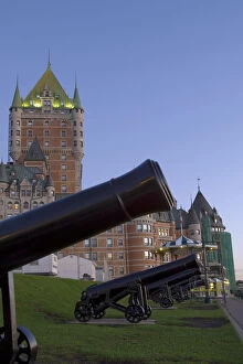 Images Dated 16th February 2010: Quebec City, Canada. Canons along Dufferin Terrace in front of the Chateau Frontenac