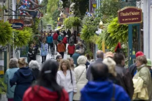 Quebec City, Canada. Crowds shopping in the street in old Quebec City