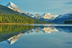 Q2 2023 Prints: Queen Elizabeth Ranges reflected in Maligne Lake, Jasper National Park, Alberta, Canada