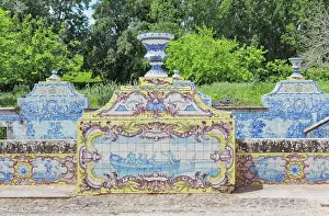 Artwork Prints: Queluz National Palace water canal ceramics decorations, Queluz, Lisbon, Portugal