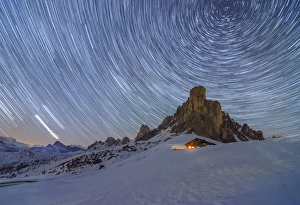 Chalet Prints: Ra Gusela, Giau Pass, Dolomites, Veneto, Italy. Winter startrail at Giau Pass