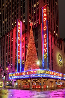 Christmas Tree Prints: Radio City with christmas decoration Manhattan, New York City, USA