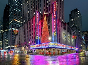 Christmas Tree Prints: Radio City with christmas decoration Manhattan, New York City, USA