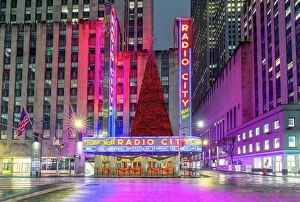 Christmas Tree Prints: Radio City with christmas decoration Manhattan, New York City, USA