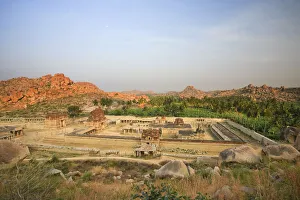 Karnataka Prints: Raghunatha Temple, Malyavanta Hill, Hampi Town, dusk, Karnataka, India
