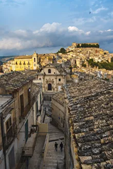 Upper Town Prints: Ragusa Ibla, Ragusa, Sicily, Italy. Cityscape at sunset