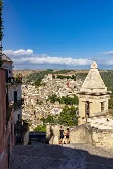 Ragusa Ibla, Sicily. People walking along the streets of the old town