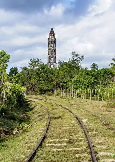 Rail Prints: Railroad tracks and Manaca Iznaga Tower, Valle de los Ingenios, Sancti Spiritus Province