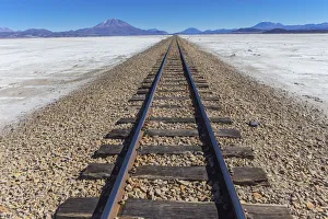 Railway to Chile, Uyuni salt flat, Salar de Uyuni, Potosi department, Bolivia