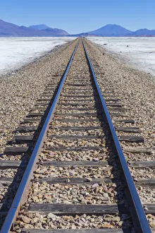 Railway to Chile, Uyuni salt flat, Salar de Uyuni, Potosi department, Bolivia