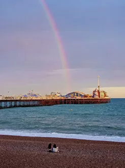 Images Dated 28th November 2022: Rainbow over the Brighton Palace Pier, City of Brighton and Hove, East Sussex, England