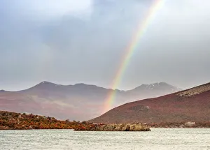 Rainbow over Capri Lagoon, Los Glaciares National Park, Santa Cruz Province, Patagonia